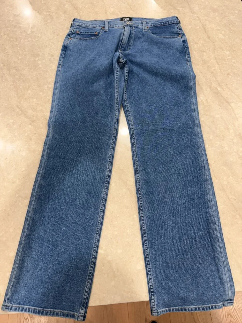 PAIGE Men's 32 Straight Leg Jeans Medium Wash Blue Denim